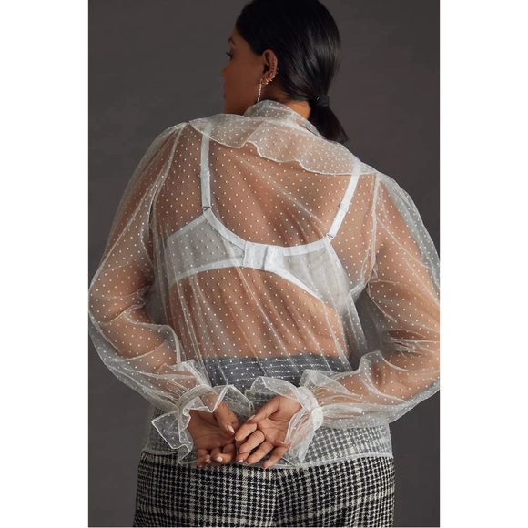 Anthropologie Dolan Sheer Tie-Neck Blouse NWT Size Small - Picture 8 of 15